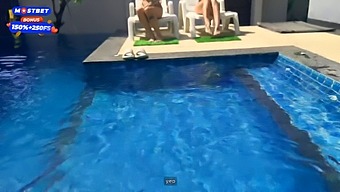 College Students Alexa And Her Friend Have A Threesome With The Pool Cleaners.